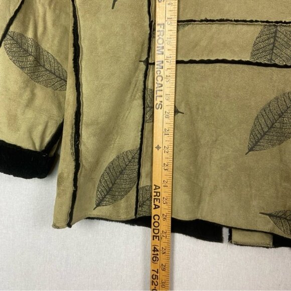 Robert Kitchen Leaf Suede Fleece lined Heavy Womens Coat Sz S - Picture 8 of 8
